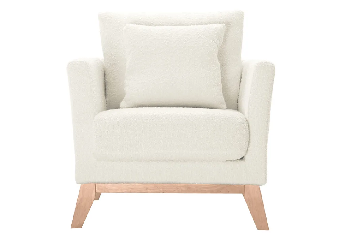 Miliboo Skandinavischer Sessel mit abnehmbarem Bezug in Weiß mit Bouclé-Wolleffekt OSLO* Design-sessel|Sessel