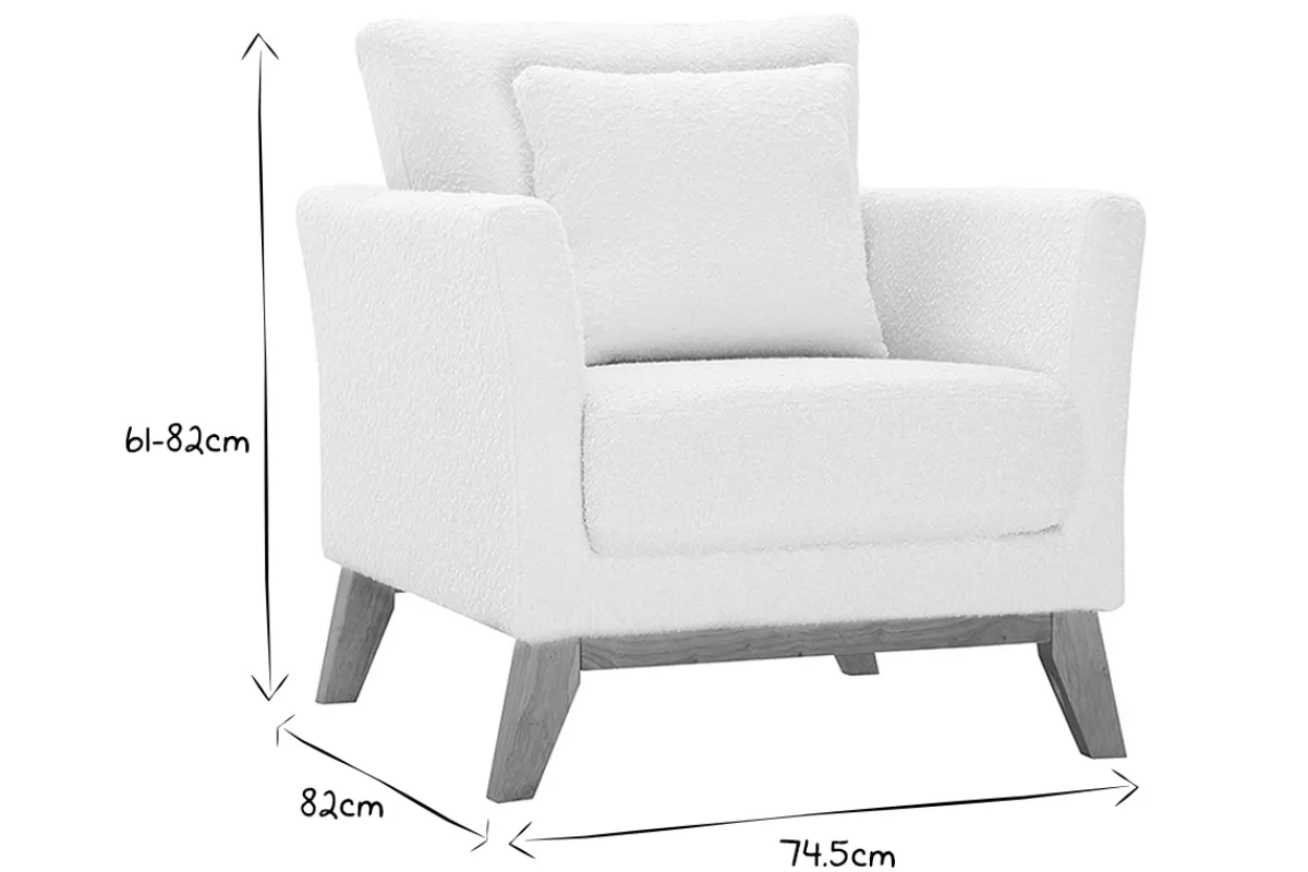 Miliboo Skandinavischer Sessel mit abnehmbarem Bezug in Weiß mit Bouclé-Wolleffekt OSLO* Design-sessel|Sessel