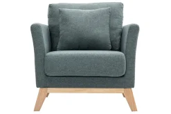 Miliboo Skandinavischer Sessel mit abnehmbarem Bezug aus graugrünem Stoff und hellem Holz OSLO* Design-sessel|Sessel