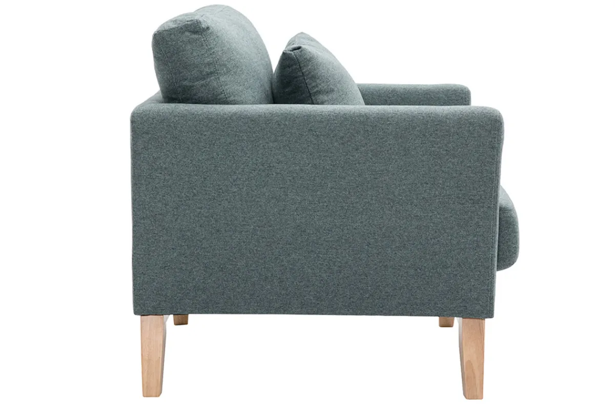 Miliboo Skandinavischer Sessel mit abnehmbarem Bezug aus graugrünem Stoff und hellem Holz OSLO* Design-sessel|Sessel