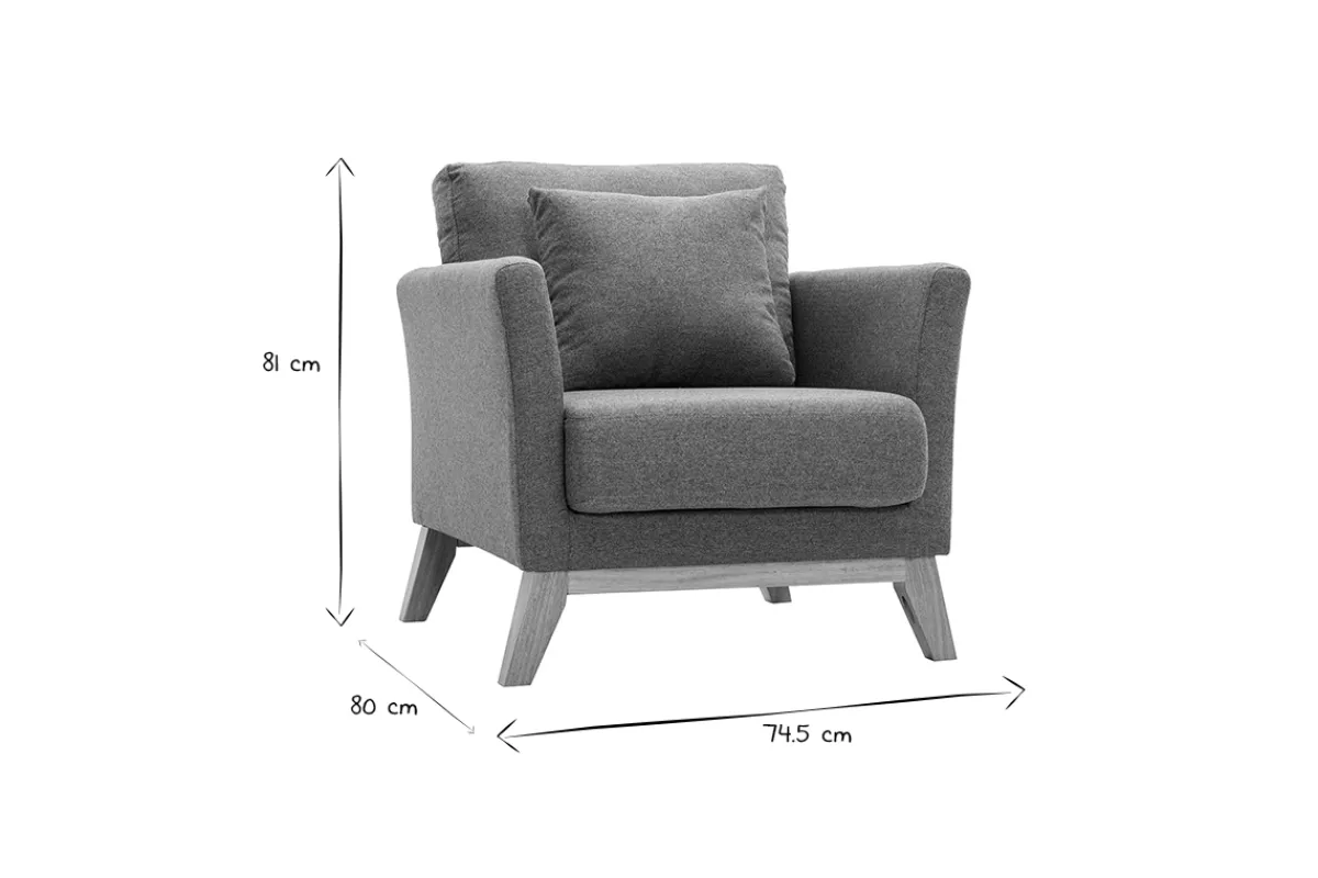 Miliboo Skandinavischer Sessel mit abnehmbarem Bezug aus graugrünem Stoff und hellem Holz OSLO* Design-sessel|Sessel