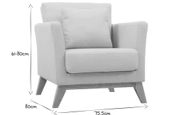 Miliboo Skandinavischer Sessel mit abnehmbarem Bezug in Velourseffekt in Beige OSLO* Design-sessel|Sessel
