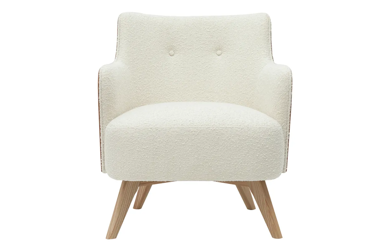Miliboo Skandinavischer Sessel mit Woll-Effekt und Holz VALMY* Design-sessel|Sessel