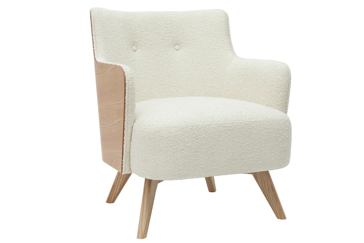 Miliboo Skandinavischer Sessel mit Woll-Effekt und Holz VALMY* Design-sessel|Sessel
