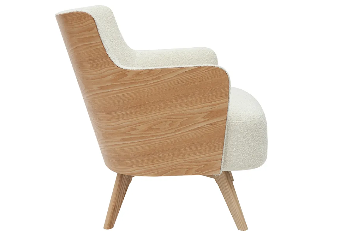 Miliboo Skandinavischer Sessel mit Woll-Effekt und Holz VALMY* Design-sessel|Sessel