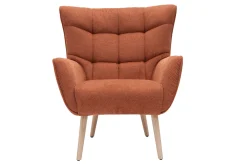 Miliboo Skandinavischer Sessel Stoff mit Samteffekt Rostbraun mit Holzfüßen AVERY* Design-sessel|Sessel