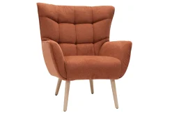 Miliboo Skandinavischer Sessel Stoff mit Samteffekt Rostbraun mit Holzfüßen AVERY* Design-sessel|Sessel