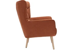 Miliboo Skandinavischer Sessel Stoff mit Samteffekt Rostbraun mit Holzfüßen AVERY* Design-sessel|Sessel