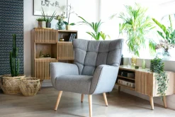 Miliboo Skandinavischer Sessel Stoff mit Samteffekt Rostbraun mit Holzfüßen AVERY* Design-sessel|Sessel
