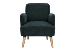 Miliboo Skandinavischer Sessel Stoff mit Samteffekt in Dunkelgrau mit hellem Holz ISKO* Design-sessel|Sessel