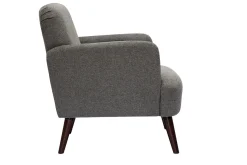 Miliboo Skandinavischer Sessel Stoff mit Samteffekt in Grau mit dunklen Holzfüßen ISKO* Design-sessel|Sessel