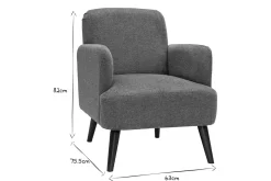 Miliboo Skandinavischer Sessel Stoff mit Samteffekt in Grau mit dunklen Holzfüßen ISKO* Design-sessel|Sessel