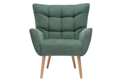 Miliboo Skandinavischer Sessel Stoff mit Samteffekt Dunkelgrün mit Holzfüßen AVERY* Design-sessel|Sessel
