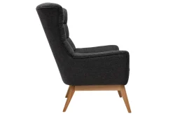 Miliboo Skandinavischer Sessel Stoff mit Samteffekt Dunkelgrau mit Holzfüßen BRODY* Design-sessel|Sessel