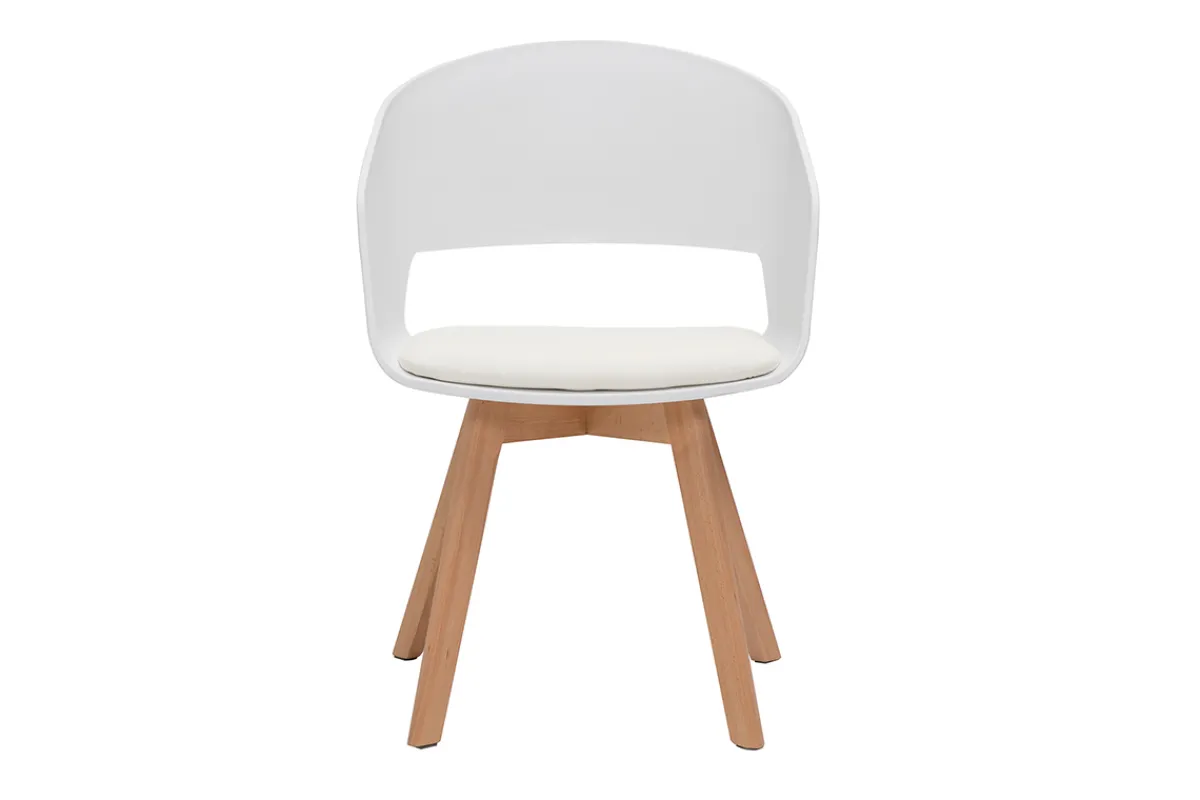 Miliboo Skandinavischer Stuhl in Weiß und hellem Holz PRISMA* Design-stühle