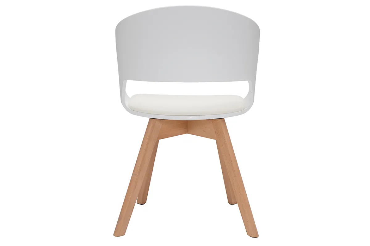 Miliboo Skandinavischer Stuhl in Weiß und hellem Holz PRISMA* Design-stühle