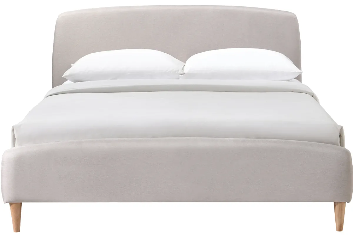 Miliboo Skandinavisches Bett 140 x 200 cm Stoff Beige NIELS* Betten Für Erwachsene