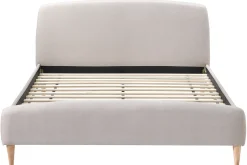 Miliboo Skandinavisches Bett 140 x 200 cm Stoff Beige NIELS* Betten Für Erwachsene