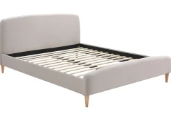 Miliboo Skandinavisches Bett 140 x 200 cm Stoff Beige NIELS* Betten Für Erwachsene
