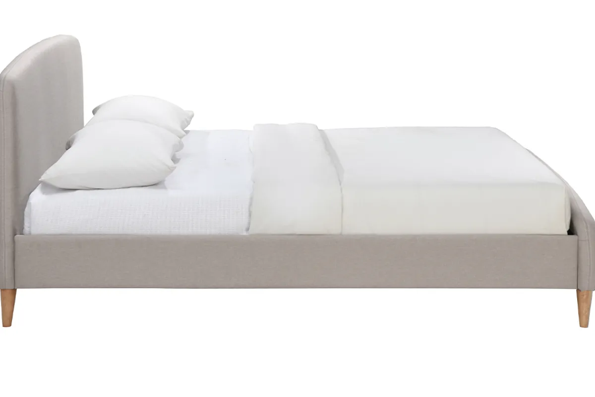 Miliboo Skandinavisches Bett 140 x 200 cm Stoff Beige NIELS* Betten Für Erwachsene