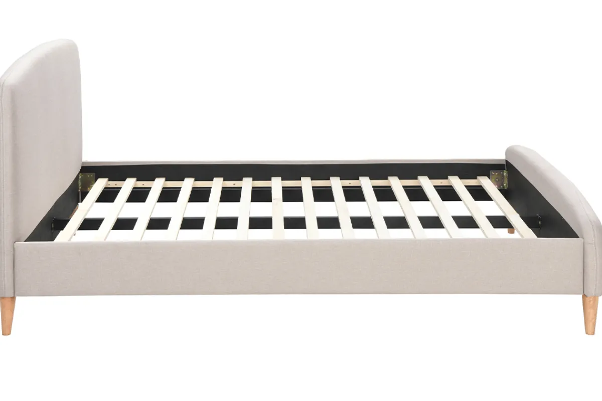 Miliboo Skandinavisches Bett 140 x 200 cm Stoff Beige NIELS* Betten Für Erwachsene