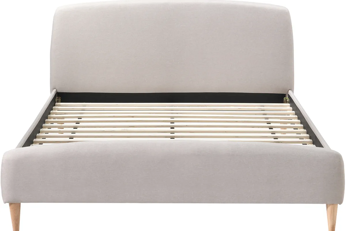 Miliboo Skandinavisches Bett 160 x 200 cm Stoff Beige NIELS* Betten Für Erwachsene