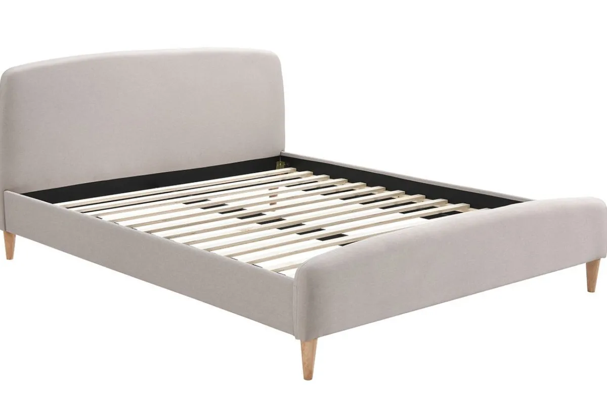 Miliboo Skandinavisches Bett 160 x 200 cm Stoff Beige NIELS* Betten Für Erwachsene