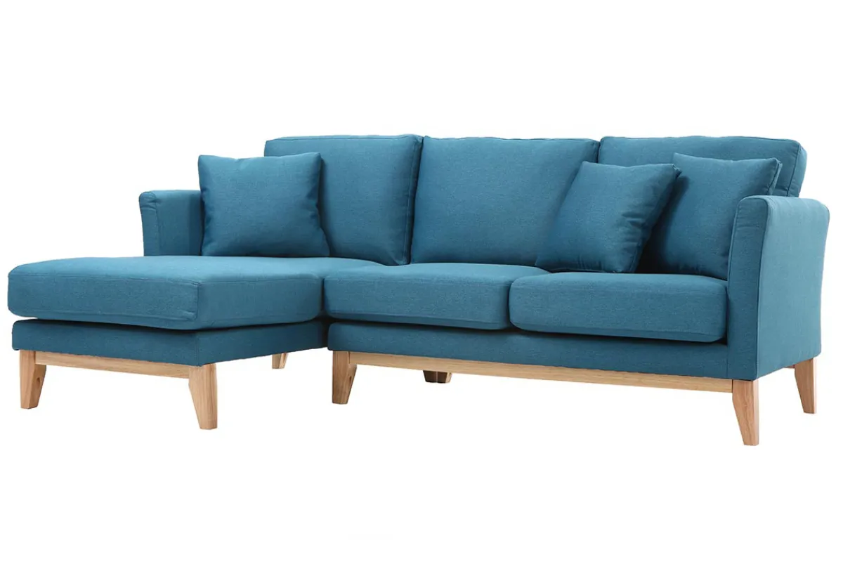 Miliboo Skandinavisches Ecksofa links OSLO aus blaugrünem, abziehbarem Stoff* Ecksofas