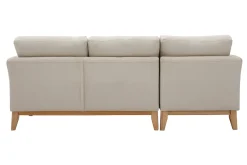 Miliboo Skandinavisches Ecksofa links aus beigem Stoff mit abnehmbaren Bezügen und hellem Holz 3-4 Sitzer OSLO* Ecksofas