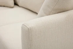 Miliboo Skandinavisches Ecksofa links aus beigem Stoff mit abnehmbaren Bezügen und hellem Holz 3-4 Sitzer OSLO* Ecksofas
