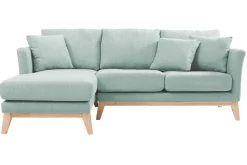Miliboo Skandinavisches Ecksofa links OSLO aus lagunengrünem, abziehbarem Stoff* Ecksofas