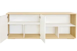 Miliboo Skandinavisches niedriges Sideboard in Weiß und hellem Holz aus massiver Eiche B190 cm EZIA* Bücherregale|Bücherregale