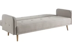 Miliboo Skandinavisches Schlaf-Ecksofa aus beigem Stoff und hellem Holz 4-Sitzer ULLA* Schlafsofas|Ecksofas