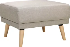 Miliboo Skandinavisches Schlaf-Ecksofa aus beigem Stoff und hellem Holz 4-Sitzer ULLA* Schlafsofas|Ecksofas
