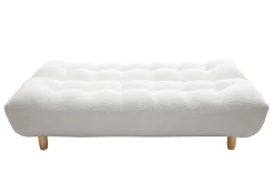 Miliboo Skandinavisches Schlafsofa aus weißem Stoff mit Bouclé-Wolleffekt und hellem Holz 3-Sitzer YUMI* Schlafsofas
