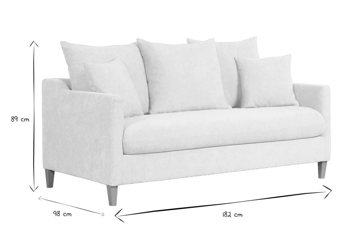 Miliboo Skandinavisches Schlafsofa aus beigem Stoff mit Samteffekt und hellem Holz 3-Sitzer LOUISE* Schlafsofas