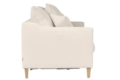 Miliboo Skandinavisches Schlafsofa aus beigem Stoff mit Samteffekt und hellem Holz 3-Sitzer LOUISE* Schlafsofas