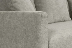 Miliboo Skandinavisches Schlafsofa aus taupefarbenem Stoff mit Samteffekt und hellem Holz 3-Sitzer LOUISE* Schlafsofas