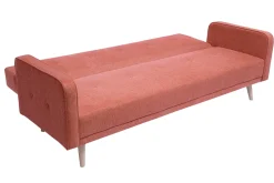 Miliboo Skandinavisches Schlafsofa aus terracottafarbenem Stoff mit Samteffekt und hellem Holz 3-Sitzer ULLA* Schlafsofas
