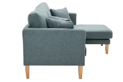Miliboo Skandinavisches 4-Sitzer-Ecksofa rechtsseitig mit abziehbarem, graugrünem Stoff und hellem Holz OSLO* Ecksofas