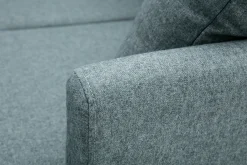 Miliboo Skandinavisches 4-Sitzer-Ecksofa rechtsseitig mit abziehbarem, graugrünem Stoff und hellem Holz OSLO* Ecksofas