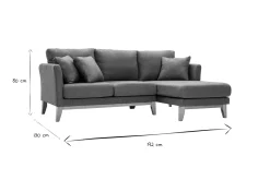 Miliboo Skandinavisches 4-Sitzer-Ecksofa rechtsseitig mit abziehbarem, graugrünem Stoff und hellem Holz OSLO* Ecksofas