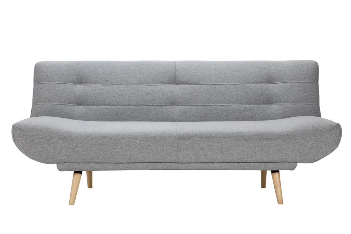 Miliboo Skandinavisches 3-Sitzer-Schlafsofa hellgrauer Stoff und Holz FAGUO* Schlafsofas