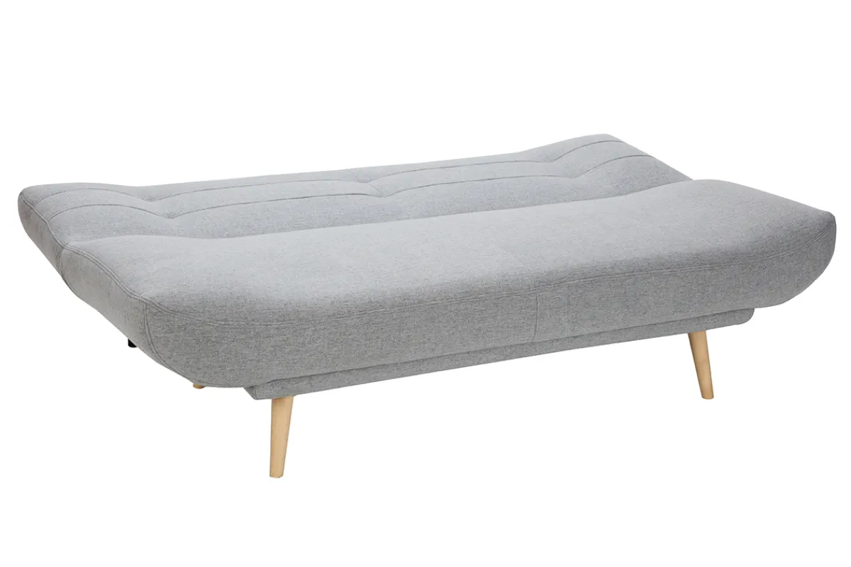 Miliboo Skandinavisches 3-Sitzer-Schlafsofa hellgrauer Stoff und Holz FAGUO* Schlafsofas