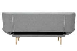 Miliboo Skandinavisches 3-Sitzer-Schlafsofa hellgrauer Stoff und Holz FAGUO* Schlafsofas