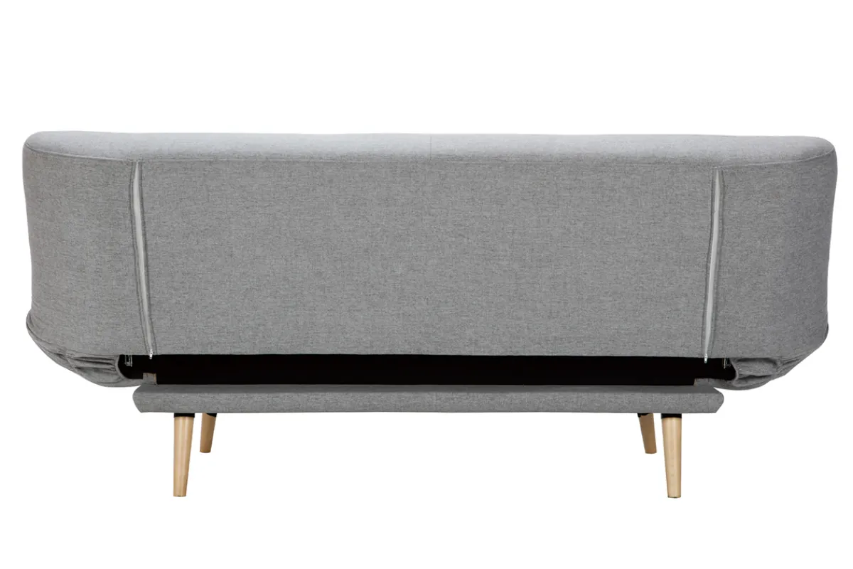 Miliboo Skandinavisches 3-Sitzer-Schlafsofa hellgrauer Stoff und Holz FAGUO* Schlafsofas