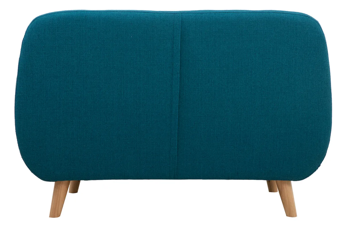 Miliboo Skandinavisches 2-Sitzer-Sofa mit abnehmbarem Bezug in entenblau und Holz YNOK* Design-sofas