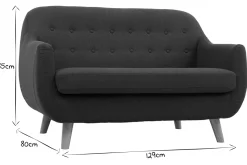 Miliboo Skandinavisches 2-Sitzer-Sofa mit abnehmbarem Bezug in entenblau und Holz YNOK* Design-sofas