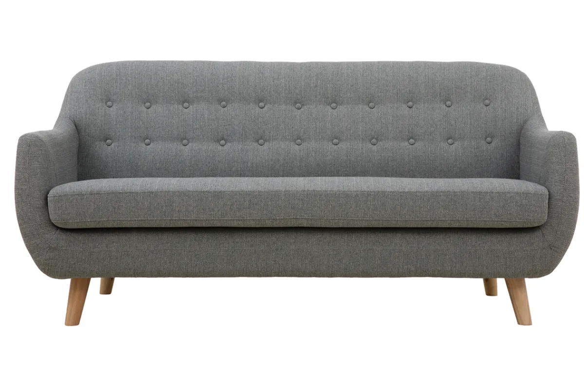 Miliboo Skandinavisches 3-Sitzer-Sofa mit hellgrauem abnehmbarem Bezug und Holz YNOK* Design-sofas