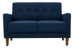 Miliboo Skandinavisches 2-Sitzer-Sofa aus dunkelblauem Stoff und dunklem Holz MOON* Design-sofas